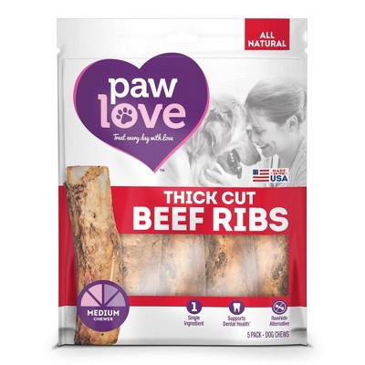 Paw Love Beef Rib Bones Dog Treats - 5ct