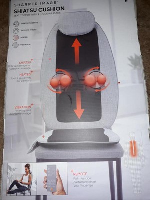 Sharper Image Shiatsu 4-Node Heated Seat Topper Massager - Gray, Fabric  Material, Total Body Massage, Multiple Heat Settings