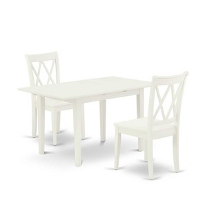 HomeStock 3-Piece Linen White Finish Rectangular Solid Wood Top with Butterfly Leaf Dining Table Set - 1 of 4