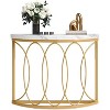 Gulches Modern Faux Marble Half Moon Console Sofa Entryway Table, White Top & Gold Frame, 43" - 4 of 4
