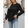 Clearlove Womens Basic Shirts Long Sleeve Back Keyhole Casual Crew Neck Textured Loose Fit Pullover Blouses - 4 of 4