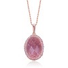 Guili Cubic Zirconia Sterling Silver Rose Plated Oval Pink Pendant, A Graceful and Modern Jewelry Choice, Perfect for Day or Night - 4 of 4