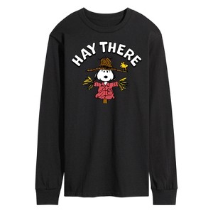 Men's - Peanuts - Snoopy Scarecrow Hay There Long Sleeve Graphic T-Shirt - 1 of 4