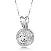 Guili Sterling Silver 14K Gold Plated Round-Cut CZ Stud Pendant Necklace in White or Gold, Refined & Elegant Sparkle for Every Look. - 2 of 3