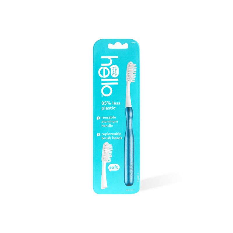 hello Sustainable Manual Toothbrush &#38; Refill - Soft - Blue, 1 of 9