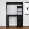 HomeRoots 58" Black Wood Computer Desk With Hutch - 2 of 4
