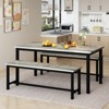 Hooseng 3-Piece Dining Table Set wtih 2 Benches, Farmhouse Style Dining Room Set for 4, Particle Board Table Top and Robust Metal Frame Dinette Set - 2 of 4