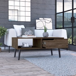 39.6" Coffee Table with One Drawer, One Open Shelf, and Four Legs, Ideal for Living Room or Office Use - 1 of 4