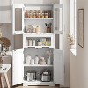 Dcolora Tall Bathroom Cabinet, 67 in Storage Cabinet with Glass Doors and Adjustable Shelf, Freestanding Cupboard for Small Spaces - 4 of 4