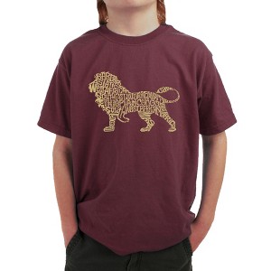 LA Pop Art Boy's Word Art T-shirt - Lion Maroon Small - 1 of 4
