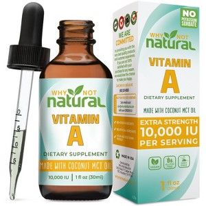 Why Not Natural Vitamin A Drops 10,000 IU – Liquid Retinyl Palmitate with MCT Oil, Vegan Supplement for Skin & Acne, 1 fl oz - 1 of 4
