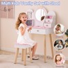 Angel Sar 24.6Inch Kids Vanity Set, White and Pink Crown Theme Dressing Table with 4 Drawers, Childrens Dresser with Mirror - 4 of 4