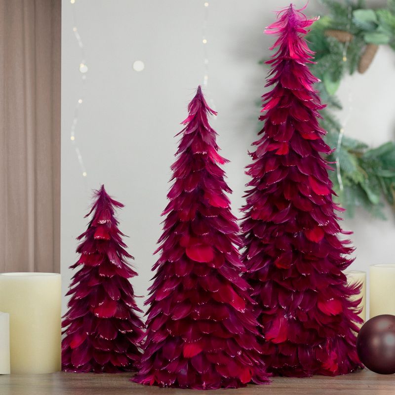 Northlight 18-Inch Plum Feather Cone Table Top Christmas Tree with Glitter, 2 of 6