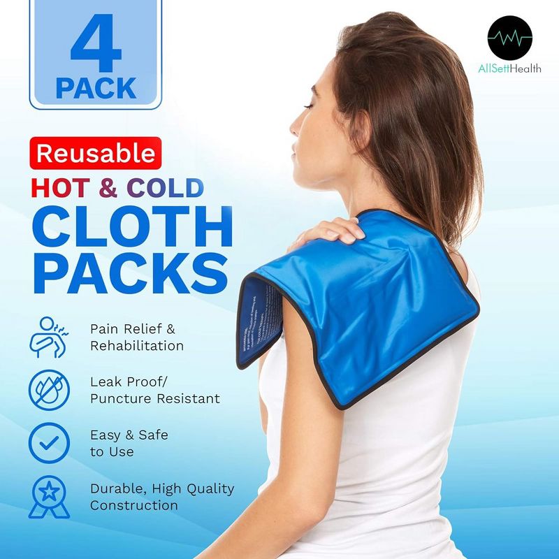 Allsett Health 4 Pack XL Reusable Hot and Cold Gel Ice Packs for Injuries | Cold Compress, Gel ice Pack, Cold Packs Flexible -  11x14.5 Inches Blue, 2 of 9
