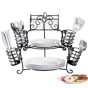 Collections Etc 7-Piece Buffet Organizer with Napkin and Utensil Holders 19.5 X 14 X 15.5