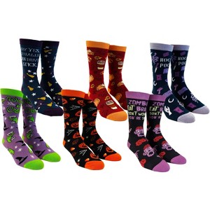 Crazy Dog T-Shirts Womens Halloween Sock Bundle Funny 6 Pack of Scary October Girls Footwear - 1 of 4