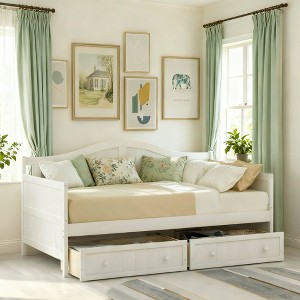 Luxystar Wooden Daybed with Easy-Pull Trundle and 2 Drawers for Bedroom and Living Room - 1 of 4