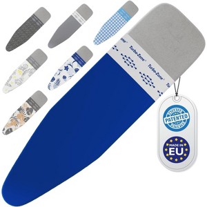 Bartnelli Cotton 54"x15" Ironing Board Cover, Scorch-Resistant, Patented Park & Turbo Zone, Blue - 1 of 4