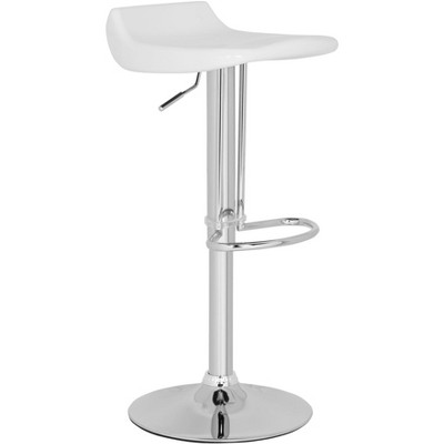 Avish Transitional Swivel Bar Stool in White with Chrome Frame