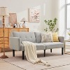 3-Position Adjustable Futon Sofa Bed, Compact Loveseat, Modern Mid-Century Sleeper Sofa, Convertible Couch, Living Room Couches (Grey/Brown) - 2 of 4