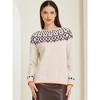 Allegra K Women's Winter Fall Long Sleeve Crew Neck Vintage Pullover Sweater Tops - 2 of 4