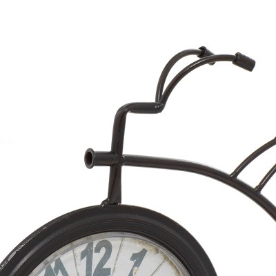 Deco 79 Vintage Bicycle Table Clock - 13x12 Inch Brown Iron Mantel Clock With Silent Movement