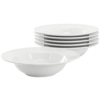 Our Table Simply White 6 Piece 8.7in Porcelain Soup Bowl Set in White