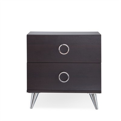 GlasFlength Nightstands Nightstand Modern Bedside Table Accent Bedside End Table with 2 Drawers for Bedroom Modern, Brown, 17"*20"*20"