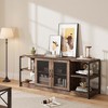 Farmhouse TV Stand for 65/75 Inch TVs, Entertainment Center With Storage Cabinet and Mesh Doors, Industrial Media Console Table for Living Room - 2 of 4