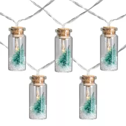 Northlight 10 B/O Corked Bottle with Tree LED Warm White Christmas Lights - 3 ft Clear Wire