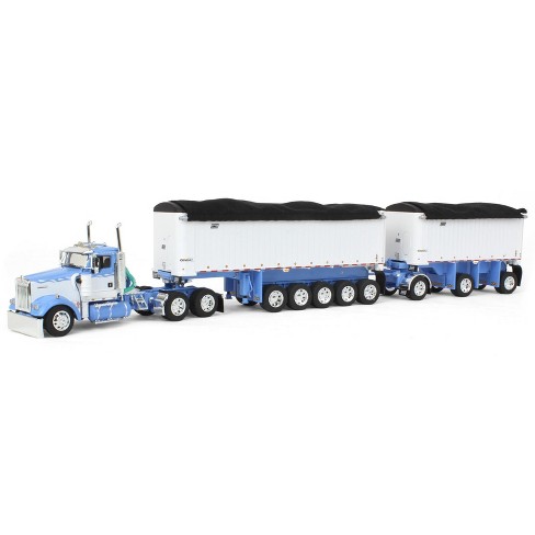 1/64 Wisteria/White Kenworth W900L w/ 31ft & 20ft End Dump Trailers, DCP by  First Gear, 60-1633