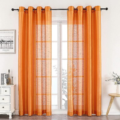 GoodGram 2 Piece Sheer Voile Faux Silk Spring & Summer 84 in. L Grommet Top Curtain Panels