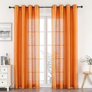 GoodGram 2 Piece Sheer Voile Faux Silk Spring & Summer 84 in. L Grommet Top Curtain Panels - 1 of 2