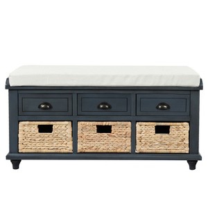 NicBex Modern 42" Storage Bench with 3 Drawers and 3 Rattan Baskets for Entryway and Living Room - 1 of 4