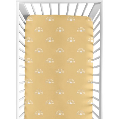 Image of Sweet Jojo Designs Boy, Girl, Unisex/Gender Neutral Baby Fitted Crib Sheet Boho Rainbow Yellow and White
