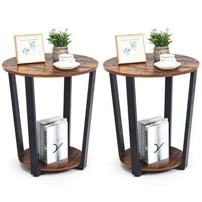 Costway 3-tier Industrial Side End Table With Storage Shelf Heavy Duty  Accent Table : Target