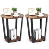 Tangkula 2 PCS 2-Tier Industrial Round End Table Metal Sofa Side Table with Storage Shelf - 3 of 4