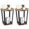 Tangkula 2 PCS 2-Tier Industrial Round End Table Metal Sofa Side Table with Storage Shelf - image 3 of 4