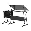 2pc Eclipse Ultra Center/Drawing Table with Angle Adjustable Top, Storage Shelf, and Drawers with Padded Stool Set - Studio Designs Home - 3 of 4