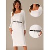Allegra K Women's Sweater Square Neck Belt Bodycon Stretch Ribbed Long Sleeve Dress - 2 of 4
