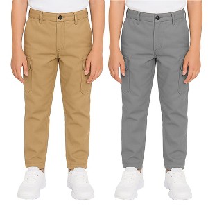 Galaxy Approved School Uniform Boy's Super Stretch Cotton Cargo Pants-2 Pack - 1 of 4
