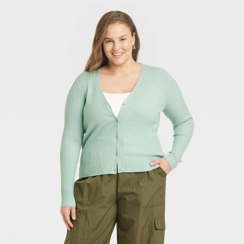 Women's Fine Gauge Ribbed Cardigan - A New Day™, 1 of 8