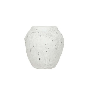 Distressed Vase White Stoneware by Foreside Home & Garden - 1 of 4