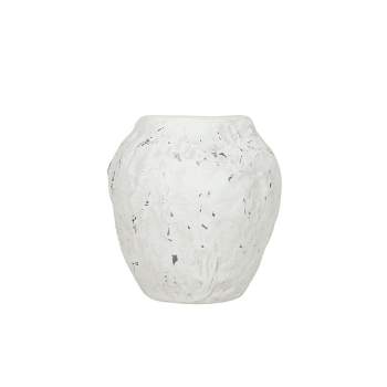 Distressed Vase White Stoneware by Foreside Home & Garden