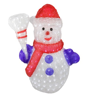 Northlight 24" Pre-Lit White and Red LED Snowman Christmas Display Decor