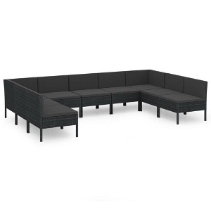 vidaXL Patio Lounge Set Outdoor Sectional Sofa Set Table Poly Rattan Black - 1 of 4