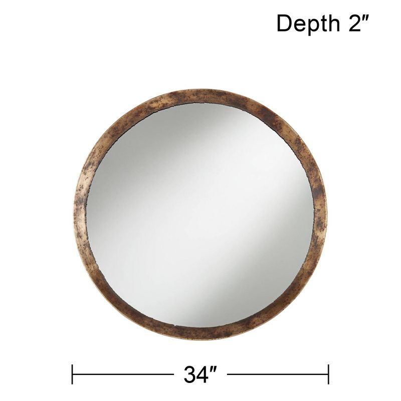 Uttermost Tortin Round Vanity Decorative Wall Mirror Rustic Hammered Jagged Metal Frame 34" Wide for Bathroom Bedroom Living Room Office Home Entryway, 5 of 6