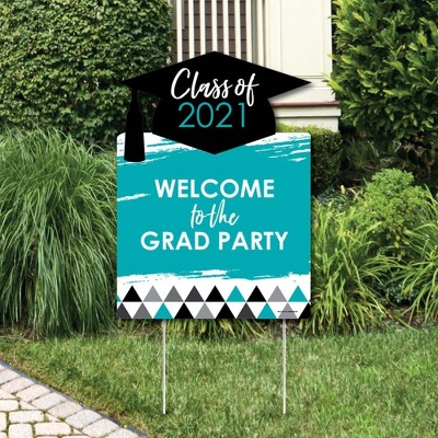 Big Dot of Happiness Teal Grad - Best is Yet to Come - Party Decorations - Turquoise 2021 Graduation Party Welcome Yard Sign