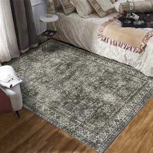 Vintage Floral Area Rug Washable Rug - 1 of 4