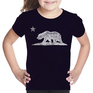 LA Pop Art Girl's Word Art T-shirt - California Bear - 1 of 4